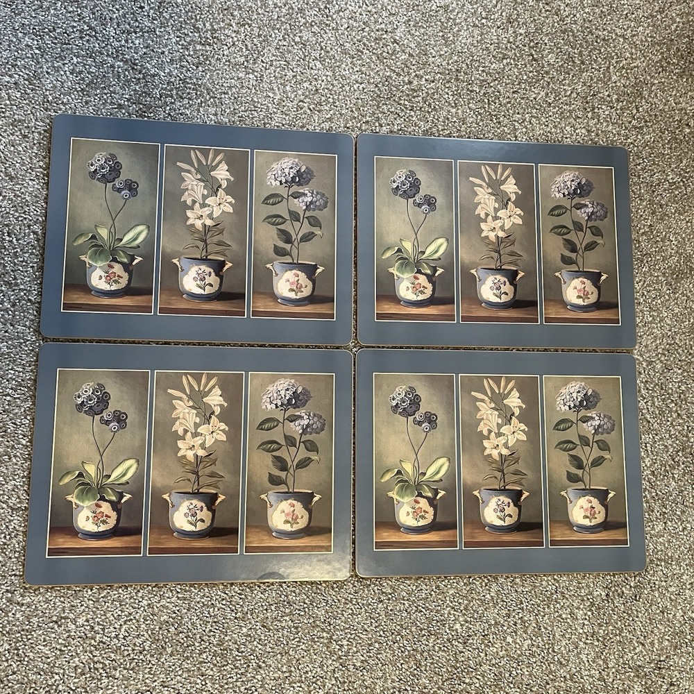 VTG Pimpernel Floral Table Mats Placemats Set of 4 Cork Back Botanical Decor